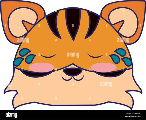 Cute tiger animal cartoon blue lines Stock Vector Image & Art - Alamy
