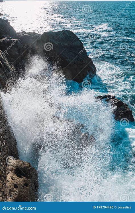 Ocean Waves Breaking on the Rocks Stock Photo - Image of landscape ...