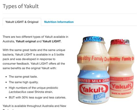 Yakult Nutrition Facts Philippines - Nutrition Ftempo