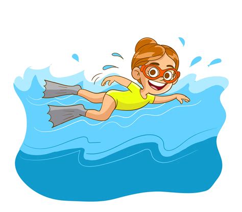 cute little kid girl swimming in the sea on summer vacation.vector illustration 12576667 Vector ...