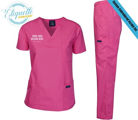 Esthetician Scrubs Set With Custom Logo Logo Embroidery Design Custom ...