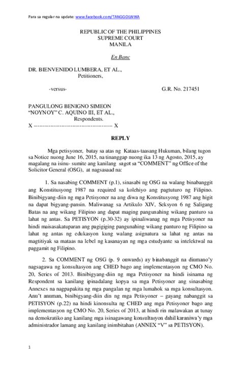 (PDF) Tanggol Wika's Reply to Philippine Government's comment on Tanggol Wika's Supreme Court ...