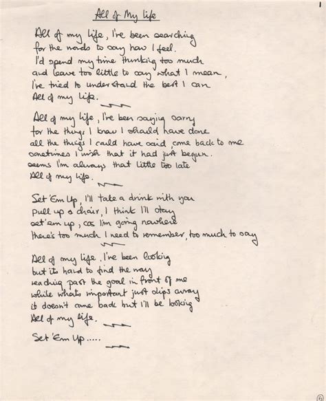 Phil Collins – Handwritten Lyrics For “All of My Life” Reproduced on the ‘But Seriously’ Album ...