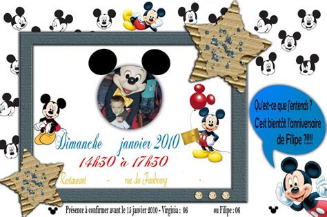 Carte D'invitation Anniversaire Mickey, Mickey... | LisaoycWilson site