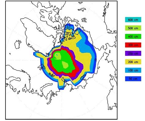 Arctic ice thickness and distribution in September. Calculation results ...