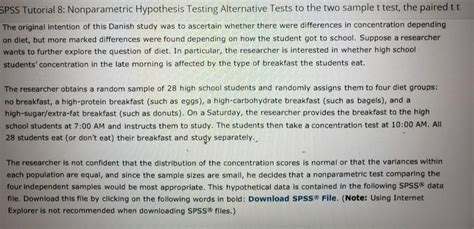 Solved SPSS Tutorial 8: Nonparametric Hypothesis Testing | Chegg.com