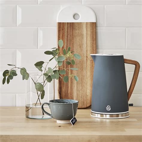 Swan Nordic 6 Piece Kitchen Set in Slate Grey Including 1.7L Jug Kettle, 2 Slice Toaster, 800W ...