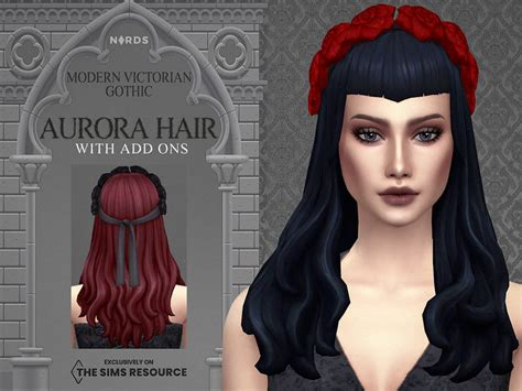 The Sims Resource - Modern Victorian Gothic - Aurora Hair