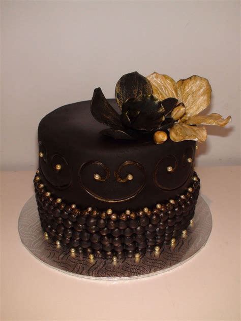 Black & Gold Birthday Cake - CakeCentral.com
