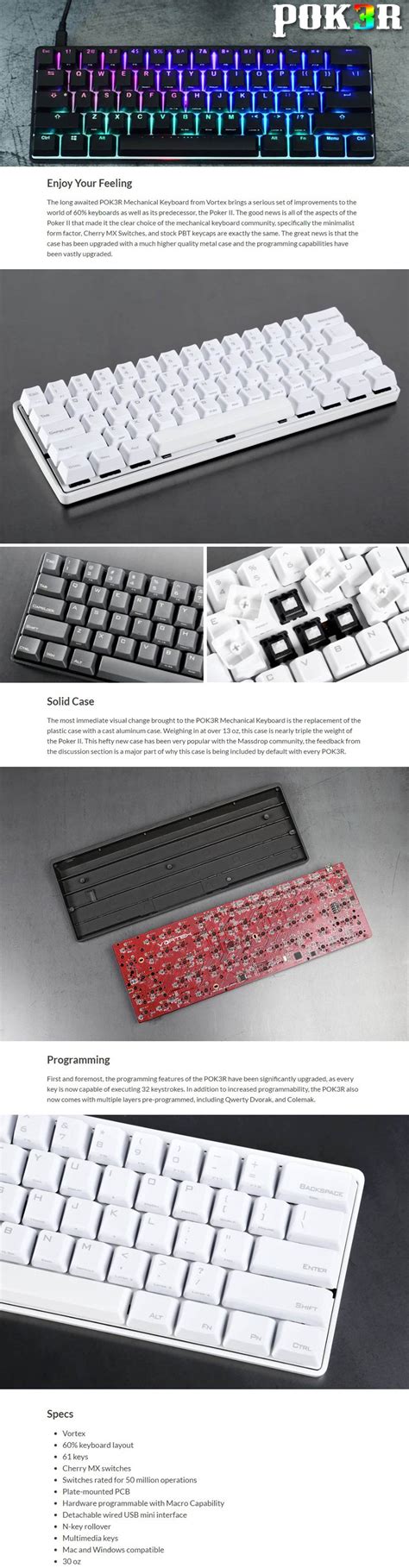 Vortex POK3R RGB LED Mechanical Gaming Keyboard - Cherry MX Brown - VTG-6100-Brown | Mwave