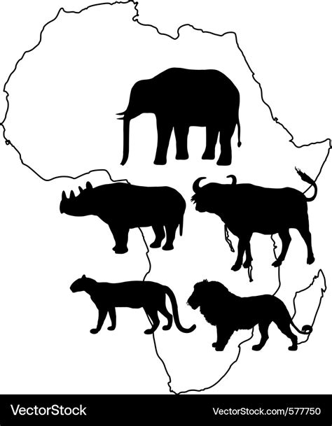 Africa big five Royalty Free Vector Image - VectorStock