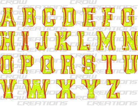 Softball Distressed Alphabet Font Sublimation Softball Png - Etsy | Fonts alphabet, Softball ...