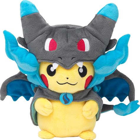 Pokemon Center original plush Pikachu dressed in ponchos megaCharizard X megalizardon X : Amazon ...