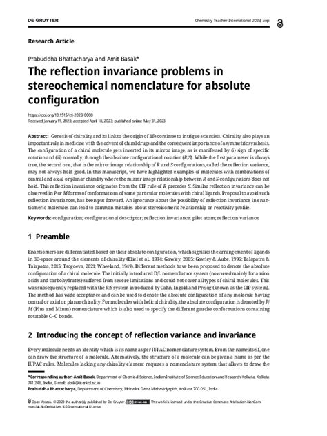 (PDF) The reflection invariance problems in stereochemical nomenclature ...