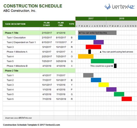 Construction Schedule Template