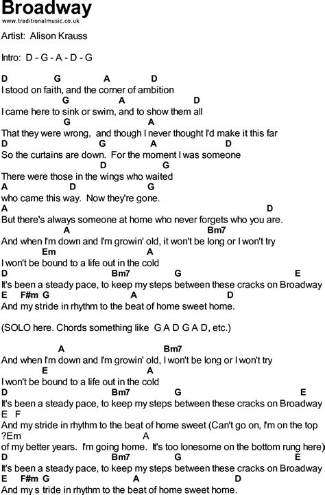 Bluegrass songs with chords - Broadway