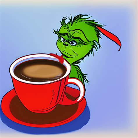 The Grinch Drinking Coffee · Creative Fabrica