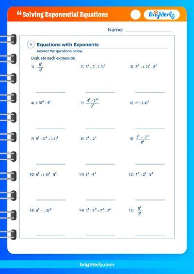 How To Use Solving Exponential Equations Worksheets [PDFs] Brighterly.com