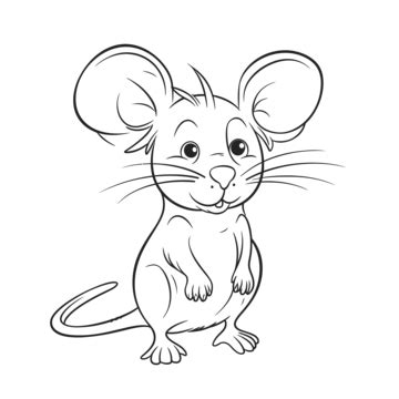 Black And White Cartoon Rat Is Sitting On The White Background Outline Sketch Drawing Vector ...