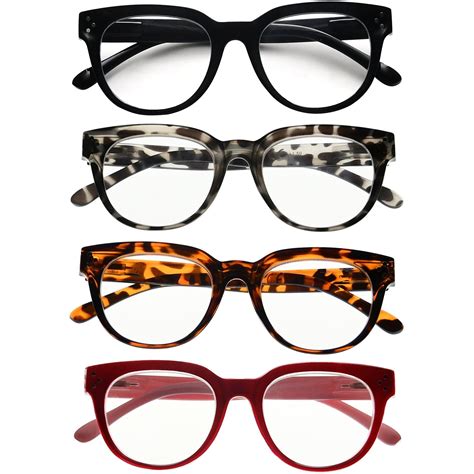 4 Pack Oversize Reading Glasses For Women Stylish Readers R9110