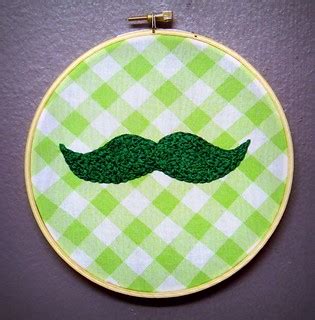 Textured Green Mustache Embroidery Hoop Art | www.etsy.com/l… | Flickr