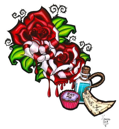 Tattoo design L - Eat me Drink me by KarineXanaro on DeviantArt Red Tattoos, Love Tattoos ...