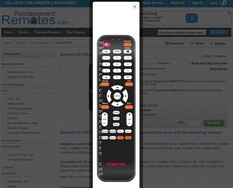 Sceptre X32 REMOTE TV Remote Control - Dan's Electronics Blog