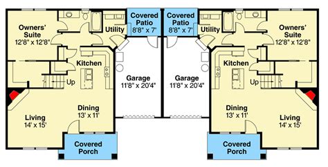 Craftsman Duplex House Plan with Matching 3-Bed Units - 72918DA | Architectural Designs - House ...