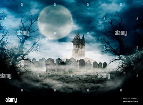 Spooky night scene background composition. Halloween composition design ...