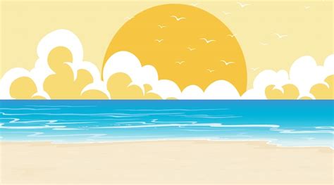 Free Vector | Empty nature beach ocean coastal landscape