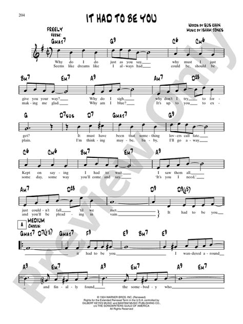 It Had To Be You: Piano/Vocal/Chords: Tony Bennett - Digital Sheet Music Download