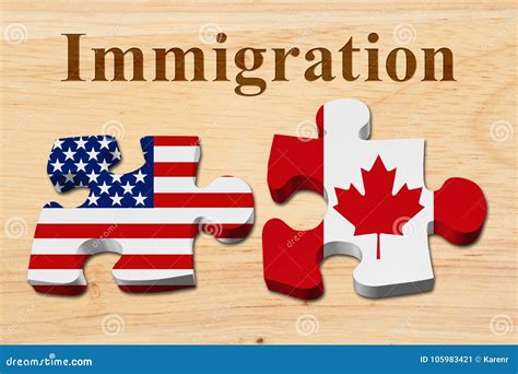 Immigrating from the USA To Canada Stock Illustration - Illustration of flags, immigration ...