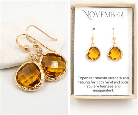 November Birthstone Earrings Topaz Gold Earrings Citrine | Etsy