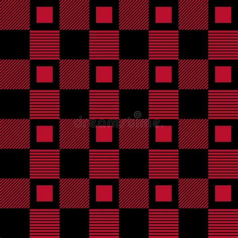 Seamless Red And Black Checkered Fabric Pattern Background Texture Stock Illustration ...