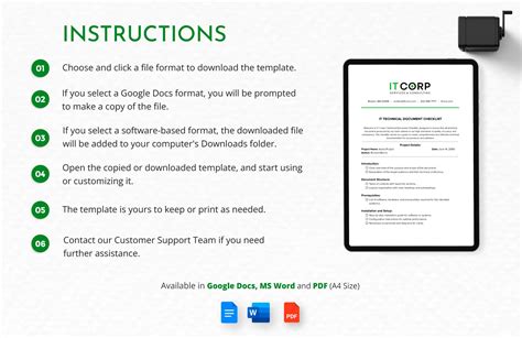 IT Technical Document Checklist Template in Word, PDF, Google Docs ...