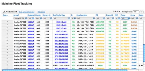 Updated United Airlines fleet information resource is now live ...