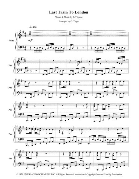 Last Train To London (arr. G. Tiago) Sheet Music | Electric Light Orchestra | Piano Solo