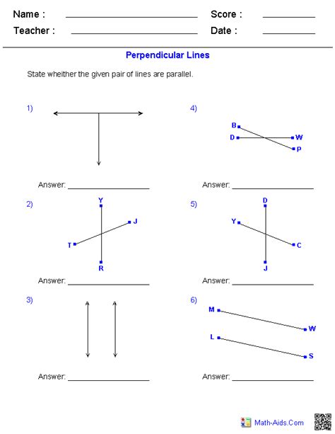 Geometry Worksheets | Lines Worksheets