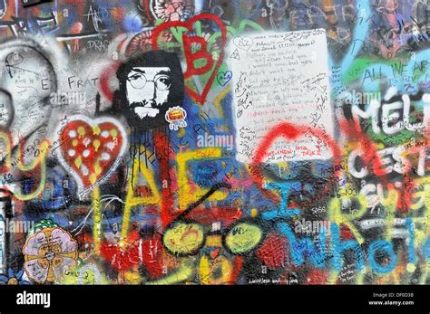 John Lennon wall, graffiti, Prague, Czech Republic Stock Photo - Alamy