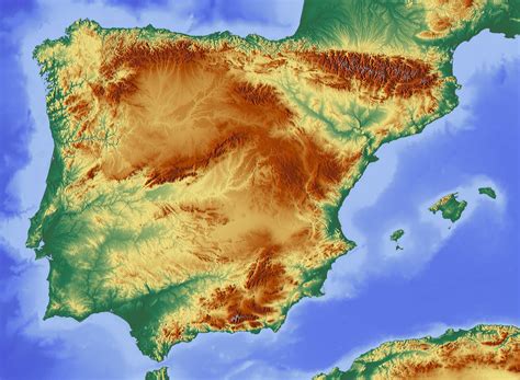 Iberian Peninsula topographic map | World geography map, Infographic map, Iberian peninsula map