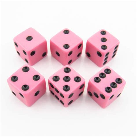 Pink Opaque Dice with Black Pips D6 16mm (5/8in) Pack of 6 Koplow Games - Walmart.com - Walmart.com