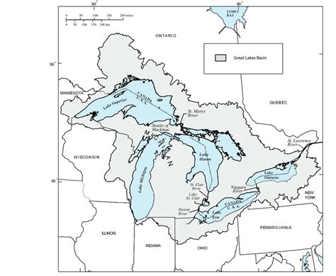 1. Map of the Great lakes showing the extent of the drainage basin ...