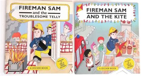 FIREMAN SAM AND the Kite , Troublesome telly By MORRIS P Sticker book bundle £15.00 - PicClick UK