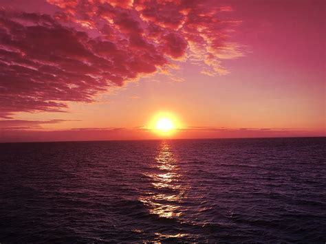 HD wallpaper: sunrise, sunrises, red sky, pink sky, ocean, water ...