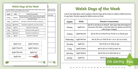 Learn Welsh: Days of the Week Activity Sheet (Teacher-Made)