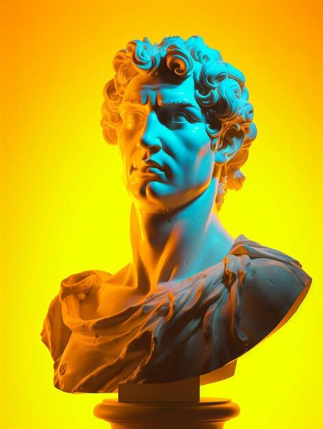 Premium AI Image | Marble greek statue with yellow background and lighting