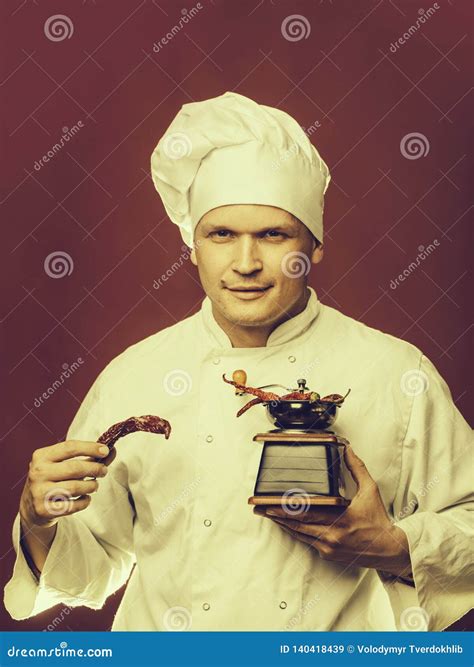 Chef with chili pepper stock image. Image of male, positive - 140418439