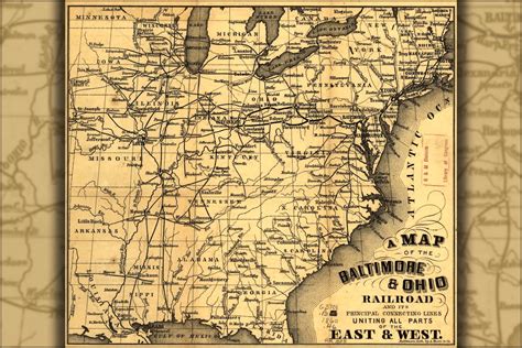 24"x36" Gallery Poster, map of the Baltimore & Ohio Railroad 1860 ...