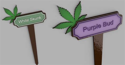 Weed-plant name plate // "Purple Bud"; "White Skunk" // f3d-file by pr3mium.cola | Download free ...