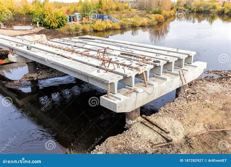 Concrete Bridge Across Tagil River Under Construction of Its Foundation ...